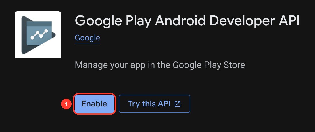 The Google Play Android Developer API page, with its Enable button
